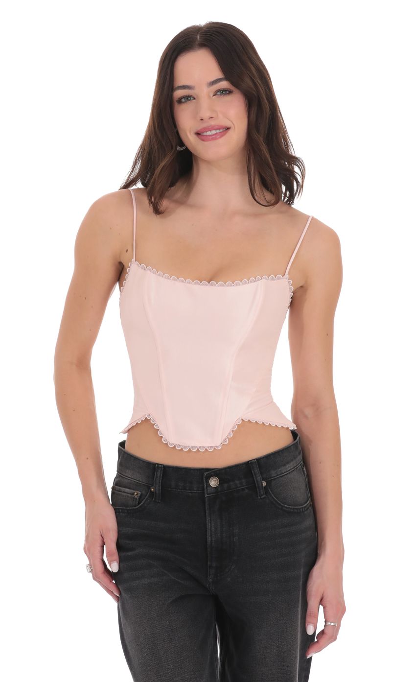 Trimmed Corset Top in Pink