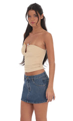 Embellished Tube Top in Beige