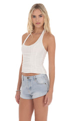 Low Rise Cuffed Denim Shorts in Light Blue