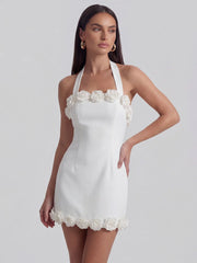 Backless Tie-Up Party Halter Neck Mini Dress