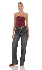 Embellished Tube Top in Burgundy
