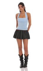 Satin Bubble Skort in Black