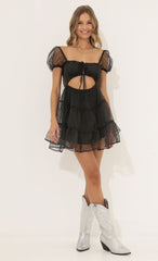 Dotted Organza Dress in Black