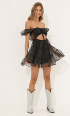 Dotted Organza Dress in Black