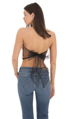 3-D Flower Strapless Top in Black