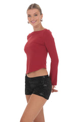 Velvet Sequin Shorts in Black