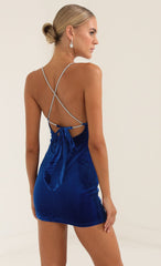 Velvet Bodycon Dress in Blue