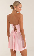 Glinda Crepe Corset Dress in Pink