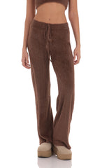 Fuzzy Straight Pants in Brown