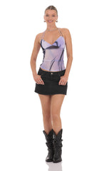 Swirl Mesh Halter Top in Lavender