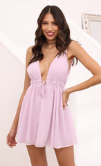 Plunge A-line Dress in Lavender