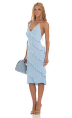 Ruffle Halter Dress in Blue