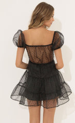 Dotted Organza Dress in Black