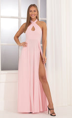 Halter Maxi Dress in Pink