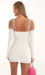 Velvet Cutout Dress and Gloves in White