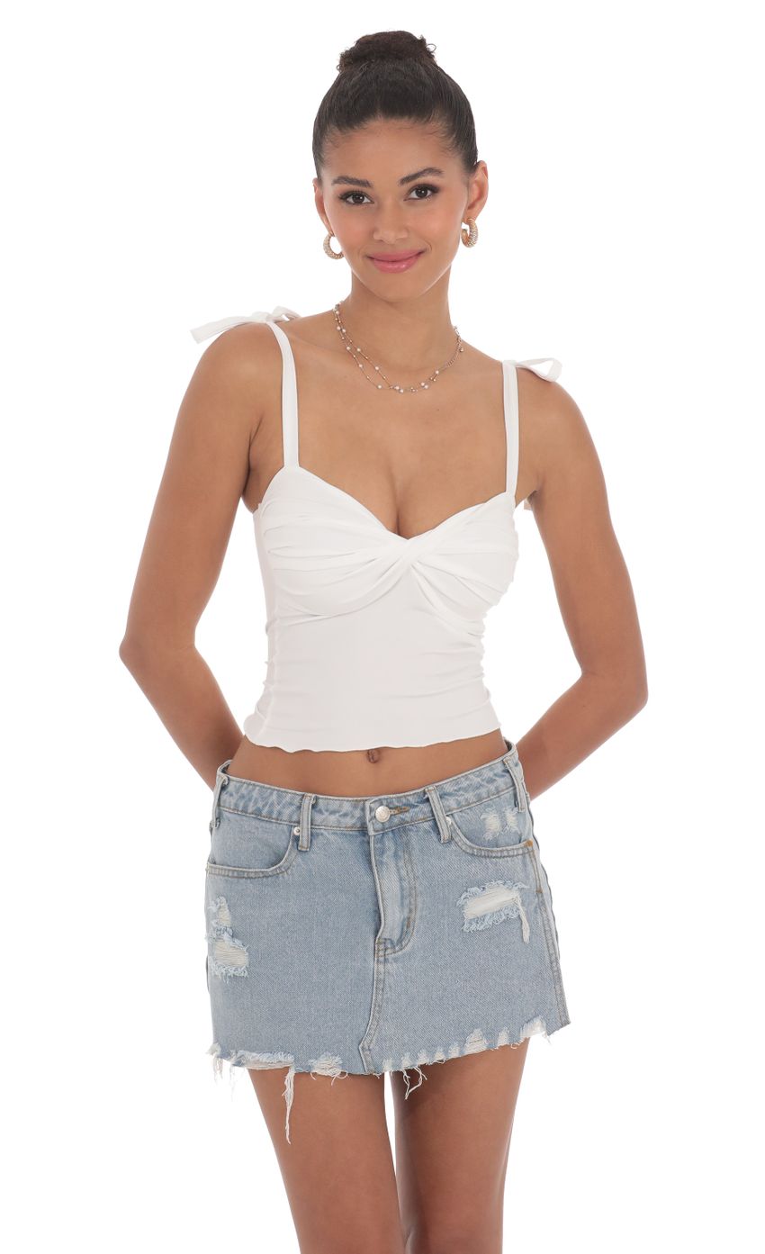 Shoulder Ties Twist Top in White