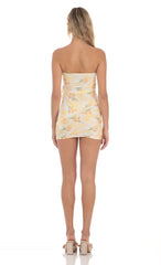 Tulip Mesh Strapless Two Piece Set in White and Yellow