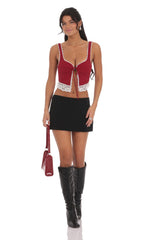 Lace Vest Top in Red