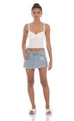 Shoulder Ties Twist Top in White