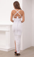 Ruched Cutout Maxi in White