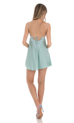 Lace Satin Babydoll Dress in Seafoam