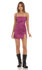 Ruched Bodycon Dress in Mauve