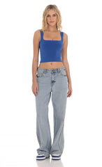Scoop Neck Tank Top in Blue