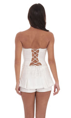 Rhinestone Romper in White