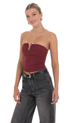 Embellished Tube Top in Burgundy