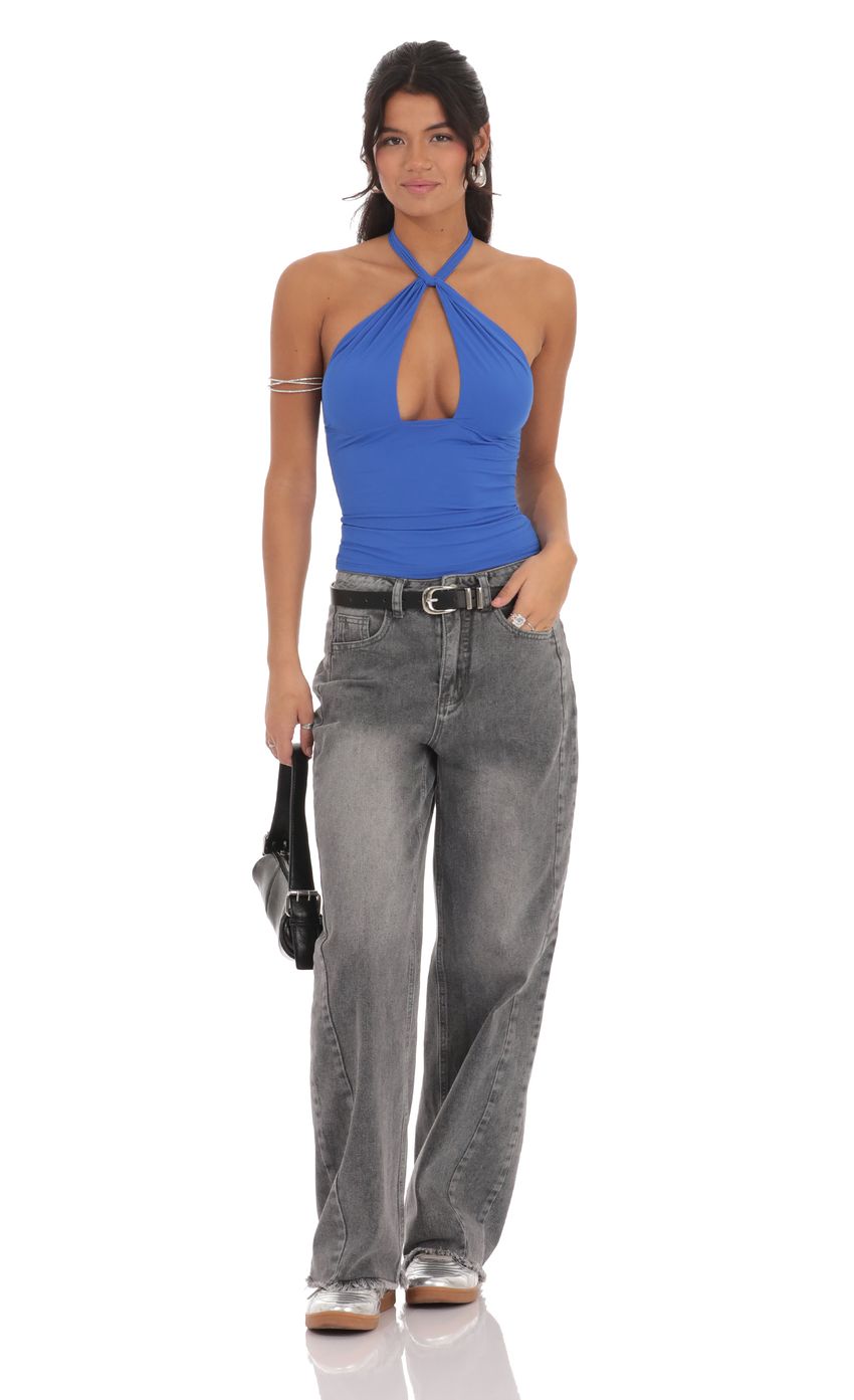Faded Cutoff Jeans in Grey Denim