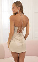 Sequin Lace Dress in Nude