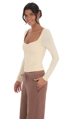 Fitted Long Sleeve Top in Pastel Yellow
