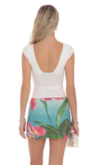 Floral Sequin Skirt in Tropical Print
