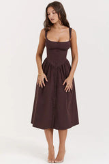 Rich Brown Midi Sundress