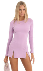 Rhinestone Cinched Bodycon Dress in Purple