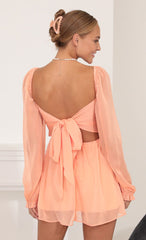 Fit and Flare Dress in Peach