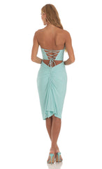 Corset Strapless Dress in Turquoise