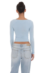 Fitted Long Sleeve Top in Baby Blue