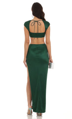 Satin Two Piece Set in Green