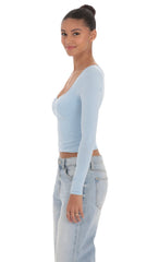 Fitted Long Sleeve Top in Baby Blue