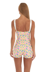 Hook and Eye Romper in Multi Kiss Print