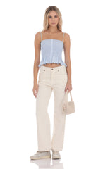Straight Leg Mid-Rise Jeans in Cream