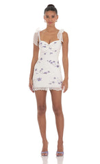 Floral Ruffle Dress in White