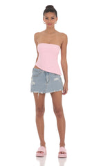 Strapless Side Slit Top in Pink