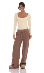 Fitted Long Sleeve Top in Pastel Yellow