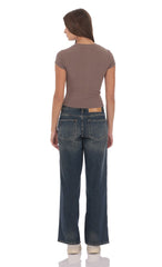 Low Rise Cross Jeans in Dark Wash
