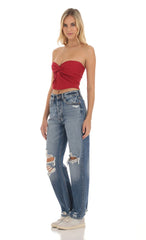 Distressed Jeans in Faded Denim