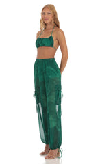 Three Piece Set in Green Swirl