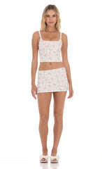 Eyelet Floral Two Piece Set in White