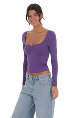 Fitted Long Sleeve Top in Purple
